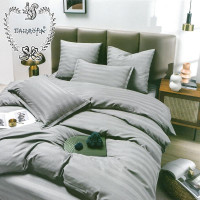 Постельное белье из страйп-сатина ПАНДОРА серое 1,5-спальное