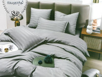 Постельное белье из страйп-сатина ПАНДОРА серое 1,5-спальное