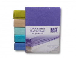 Простыня на резинке хлопковая махровая АЛЬВИТЕК фиолетовая астра 180х200