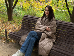 Дорожный плед-пончо пуховый GERMAN GRASS Travel Cape Plaid Grass Milk Chocolate 130х170