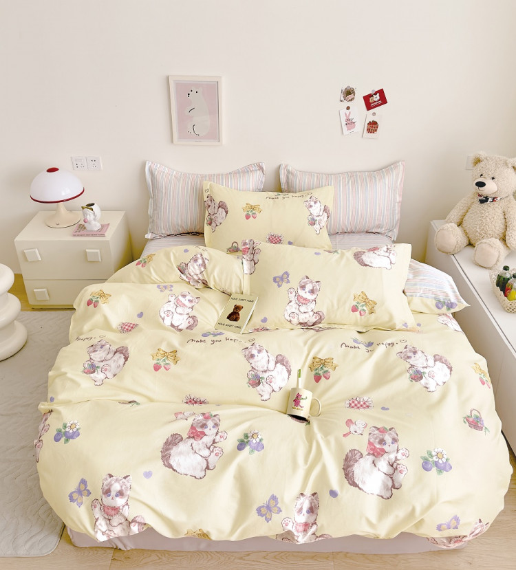 Постельное белье из твил-сатина TANGO кошка и бабочка 70х70 (2шт) 2-спальное