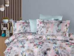 Постельное белье из страйп сатина с цветным принтом KARVEN N250-SB005 50х70 (2шт), 70х70 (2шт) евро