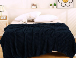 Плед фланелевый CRISTELLE STRIPE PREMIUM черный 150х200