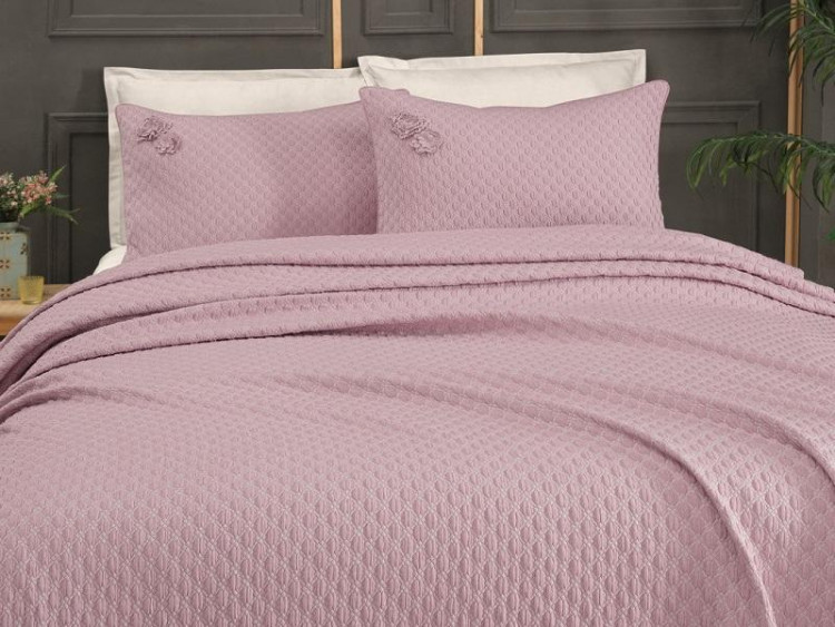 Покрывало тонкое из хлопка SAREV Y862 BELIS V3 PEMPE 170х230 с наволочкой 50х70