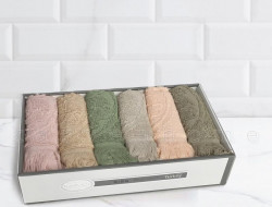 Набор кухонных полотенец махровых хлопковых с бахромой KARVEN HM631 HITIT 30х50 (6шт)