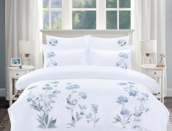 Постельное белье из египетского хлопка с вышивкой ASABELLA Теллер Блю 50х70 (2шт) и 70х70 (2шт) евро