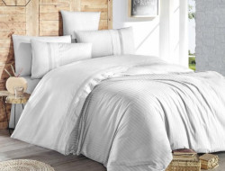 Постельное белье из DELUXE ранфорса KARVEN N030 GALA BEYAZ 50х70 (2шт), 70х70 (2шт) семейное