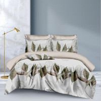 Постельное белье из микросатина TANGO зеленые листочки 70х70 (2шт) 2-спальное