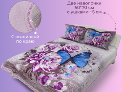 Покрывало из сатина стеганное с вышивкой DIVA AFRODITA PREMIUM 302 МЭРИ 220х240 с наволочками 50х70 (2шт)