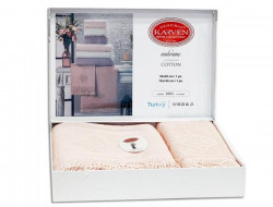 Набор полотенец махровых бамбуковых в коробке KARVEN HS1706 MAKRAME V2 персиковый 50х90 (1шт), 70х140 (1шт)