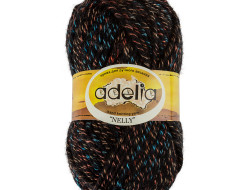 Пряжа ADELIA NELLY №19 черная-голубая-оранжевая 70% шерсть, 30% акрил, 5 шт х 100 гр, 100 м +/- 5 м