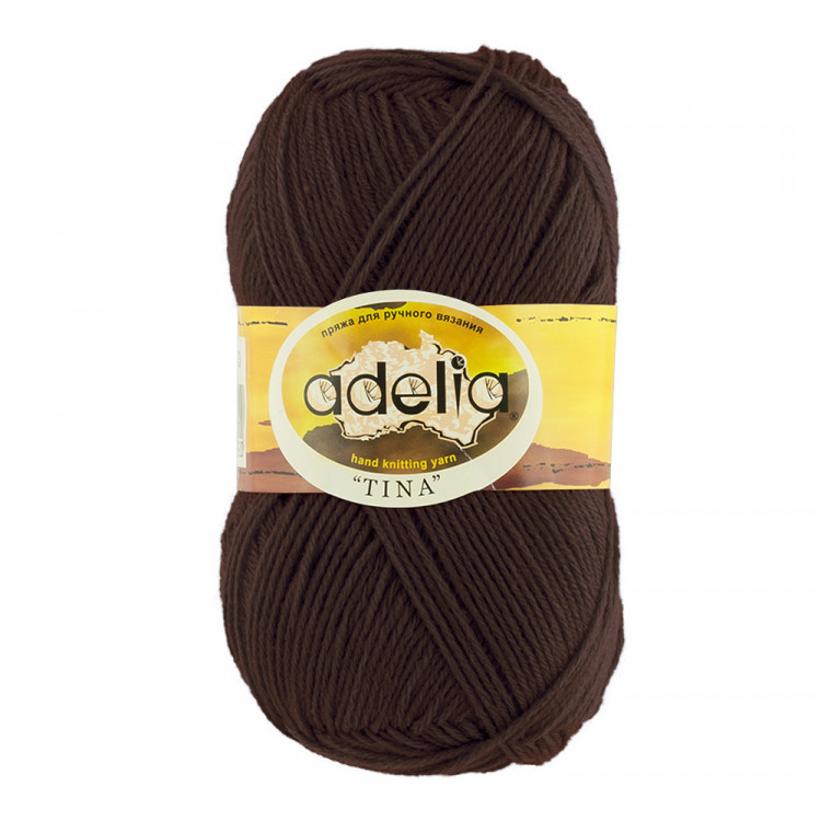 Пряжа ADELIA TINA №102 темно-коричневая 100% акрил, 5 шт х 100 гр, 308 м +/- 10 м