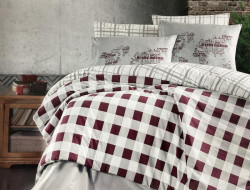 Постельное белье из ранфорса KARVEN N023 EDMON DARK RED 50х70 (2шт), 70х70 (2шт) евро