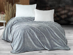 Плед из полиэстера KARVEN SUPER SOFT P945 EVLEN СЕРДЦЕ cepый 180х240