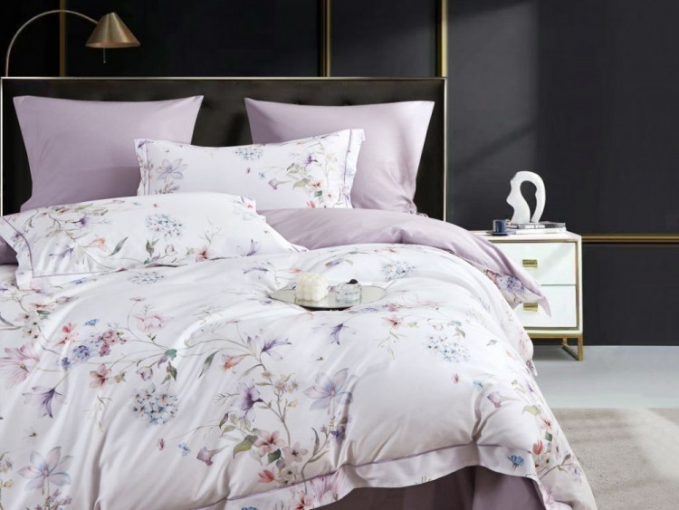 Постельное белье из египетского хлопка Premium ASABELLA Цветочный йогурт 50х70 (1шт) и 70х70 (1шт) 1,5-спальное