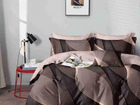 Постельное белье из сатина АЛЬВИТЕК волны коричневое 1,5-спальное