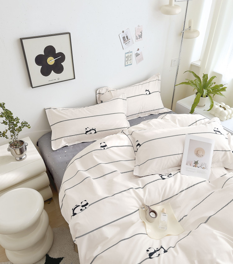 Постельное белье из твил-сатина TANGO дружные панды 50х70 (2шт) 2-спальное