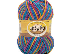 Пряжа ADELIA NELLY №27 морская волна-желтая-фуксия 70% шерсть, 30% акрил, 5 шт х 100 гр, 100 м +/- 5 м