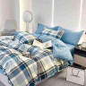 Постельное белье из сатина АЛЬВИТЕК клетка голубое 1,5-спальное