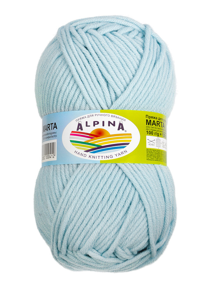 Пряжа ALPINA MARTA №014 бледно-голубая 100% тактифил 5 шт х 100 гр, 120 м +/- 6 м