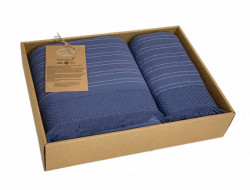 Набор полотенец махровых хлопковых KARVEN HS1721 ORENDO синий 50х90 (1шт), 70х140 (1шт)