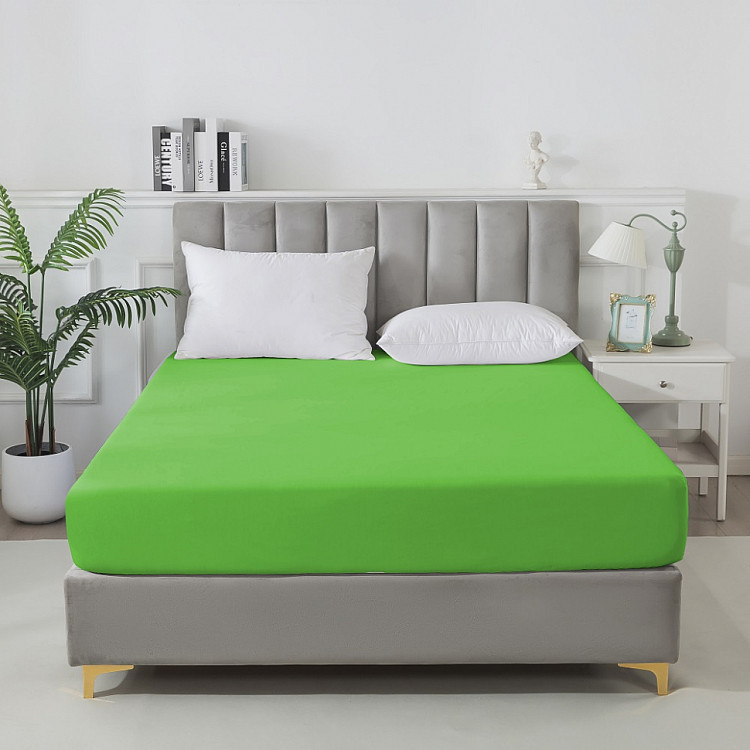 Простыня на резинке сатиновая TANGO Soho салатовая 160х200х30