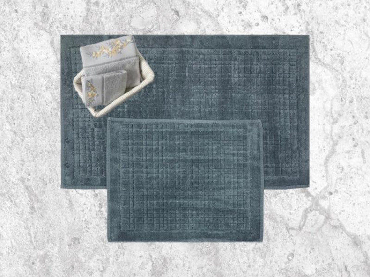 Набор ковриков для ванной хлопковый KARVEN KV424 EKOSE темно-серый 50х60 (1шт), 60х100 (1шт)