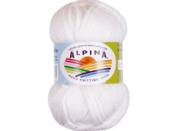 Пряжа ALPINA NORI №02 белая 56% акрил, 44% хлопок 10 шт х 50 гр, 100 м +/- 5 м