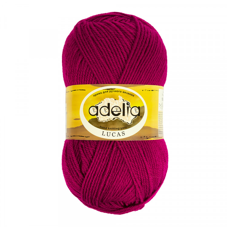 Пряжа ADELIA LUCAS №10 малиновая 70% шерсть, 30% акрил, 5 шт х 100 гр, 218 м +/- 10 м