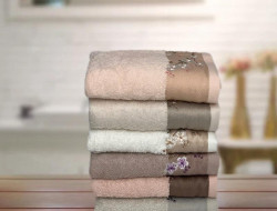 Набор полотенец махровых хлопковых с вышивкой KARVEN ELIT H7000 BAHAR DALI 50х90 (6шт)