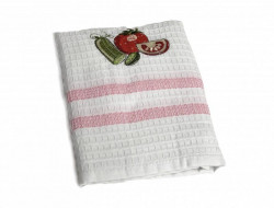 Набор кухонных полотенец вафельных хлопковых KARVEN HM779 ПОМИДОР-ОГУРЕЦ V2 розовый 50х75 (12шт)