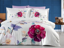 Постельное белье из страйп сатина с цветным принтом KARVEN N250-SB020 50х70 (2шт), 70х70 (2шт) евро