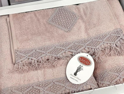 Набор полотенец махровых бамбуковых в коробке KARVEN HS1707 MAKRAME V3 лиловый 30х50 (1шт), 50х90 (1шт), 70х140 (1шт)