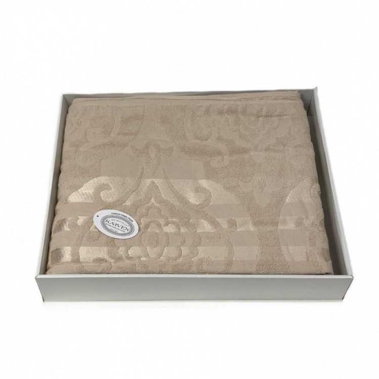 Плед из хлопка махровый KARVEN P962 CORNELY V2 светло-бежевый 160х220