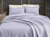 Покрывало тонкое из хлопка и полиэстера SAREV Y828 ECHO V10 LILA 170х230 с наволочкой 50х70