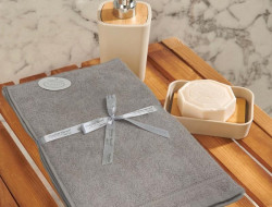 Набор кухонных полотенец махровых хлопковых KARVEN HM771 PETEK BORDUR DUZ orta gri 30х50 (6шт)