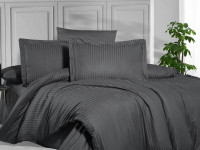 Постельное белье из страйп сатина KARVEN N163-SS-006 ANTRASIT антрацит 50х70 (2шт), 70х70 (2шт) евро