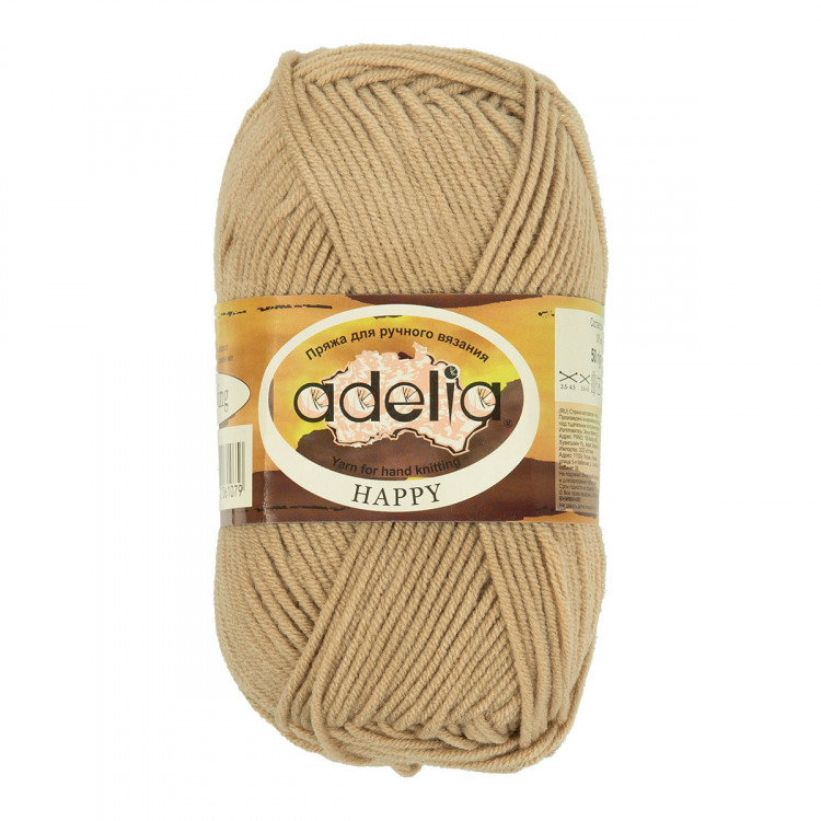 Пряжа ADELIA HAPPY №03 бежевая 100% акрил, 10 шт х 50 гр, 128 м +/- 7 м
