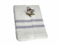 Набор кухонных полотенец вафельных хлопковых KARVEN HM779 ЧАШКА-ЛОЖКА V8 сиреневый 50х75 (12шт)