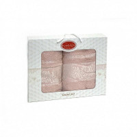 Набор полотенец махровых хлопковых KARVEN HS1691 SUMBUL V8 светлая пудра 50х90 (1шт), 70х140 (1шт)