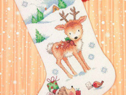 Набор для вышивания DIMENSIONS 70-08978 Новогодний носок от лесных друзей 41 см