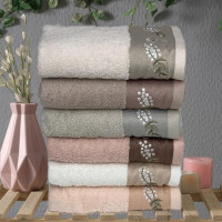 Набор полотенец махровых хлопковых с вышивкой KARVEN ELIT H7000 SARDUNYA 50х90 (6шт)