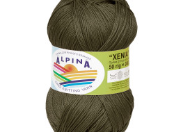 Пряжа ALPINA XENIA №514 темно-оливковая 100% мерсеризованный хлопок 10 шт х 50 гр, 240 м +/- 10 м