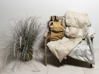 Дорожный плед пуховый GERMAN GRASS TRAVEL PLAID GRASS grey-beige 140х200