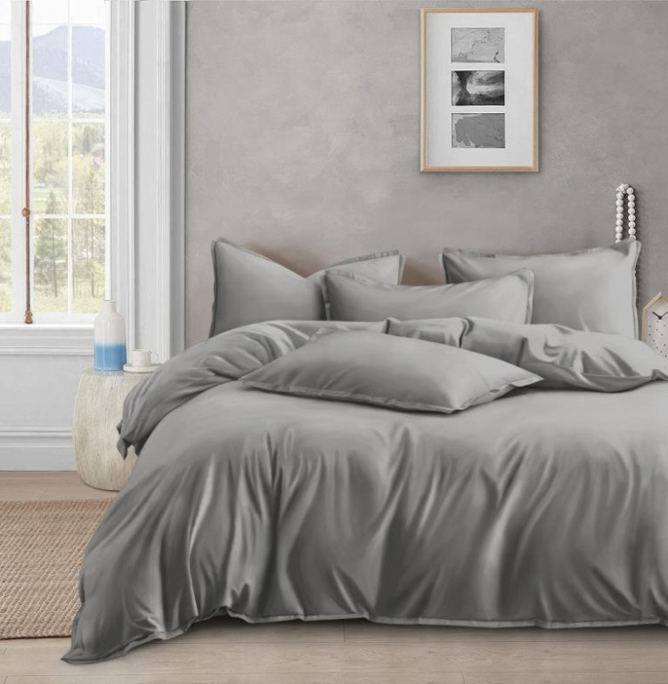 Постельное белье из люксового сатина АЛЬВИТЕК ОCA-004 серое 70х70 (2шт) 1,5-спальное