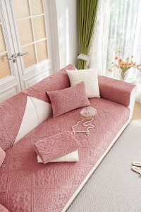 Набор накидок на диван из велюра TANGO SOFA коралловый 90х160 (1шт), 90х210 (1шт)