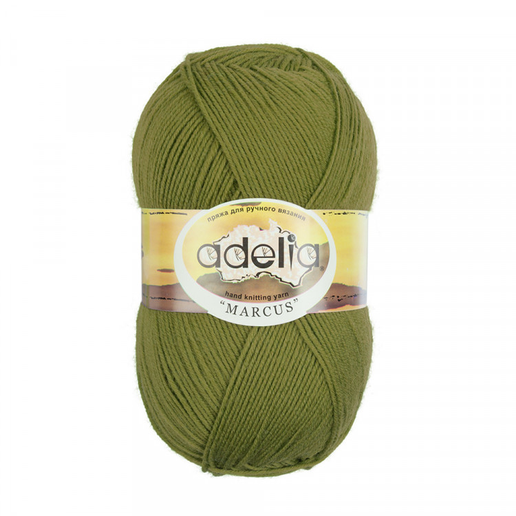 Пряжа ADELIA MARCUS №12 темно-оливковая 60% полиэстер, 40% шерсть, 5 шт х 100 гр, 375 м +/- 19 м