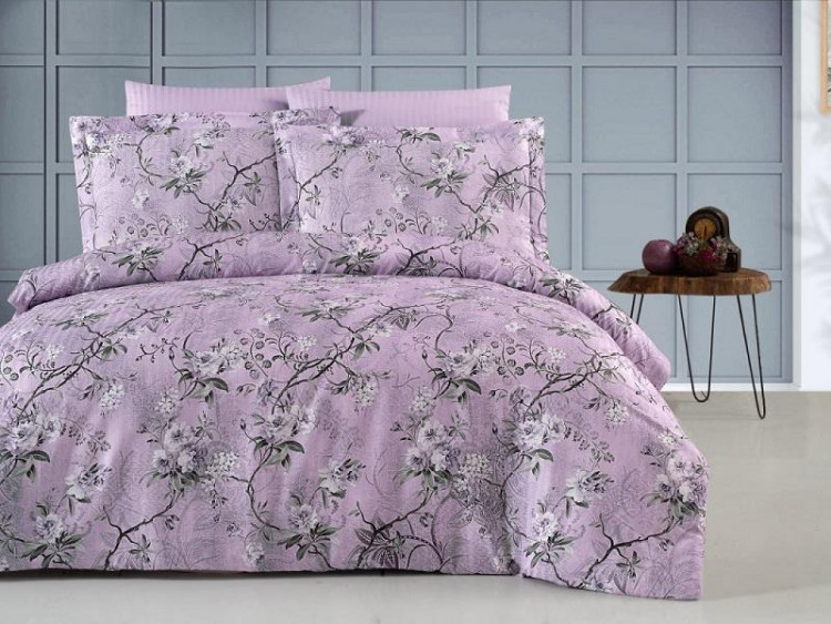 Постельное белье из страйп сатина с цветным принтом KARVEN N251-SB015 50х70 (2шт), 70х70 (2шт) семейное