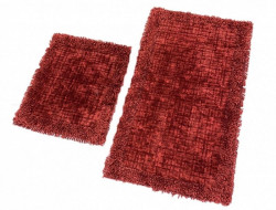 Набор ковриков для ванной хлопковый с бахромой KARVEN KV428 EKOSE ESKITME K.M вишневый 50х60 (1шт), 60х100 (1шт)