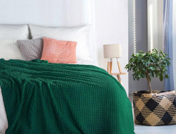 Плед однотонный фланелевый TANGO BARRETTA 07 зеленый 150х200